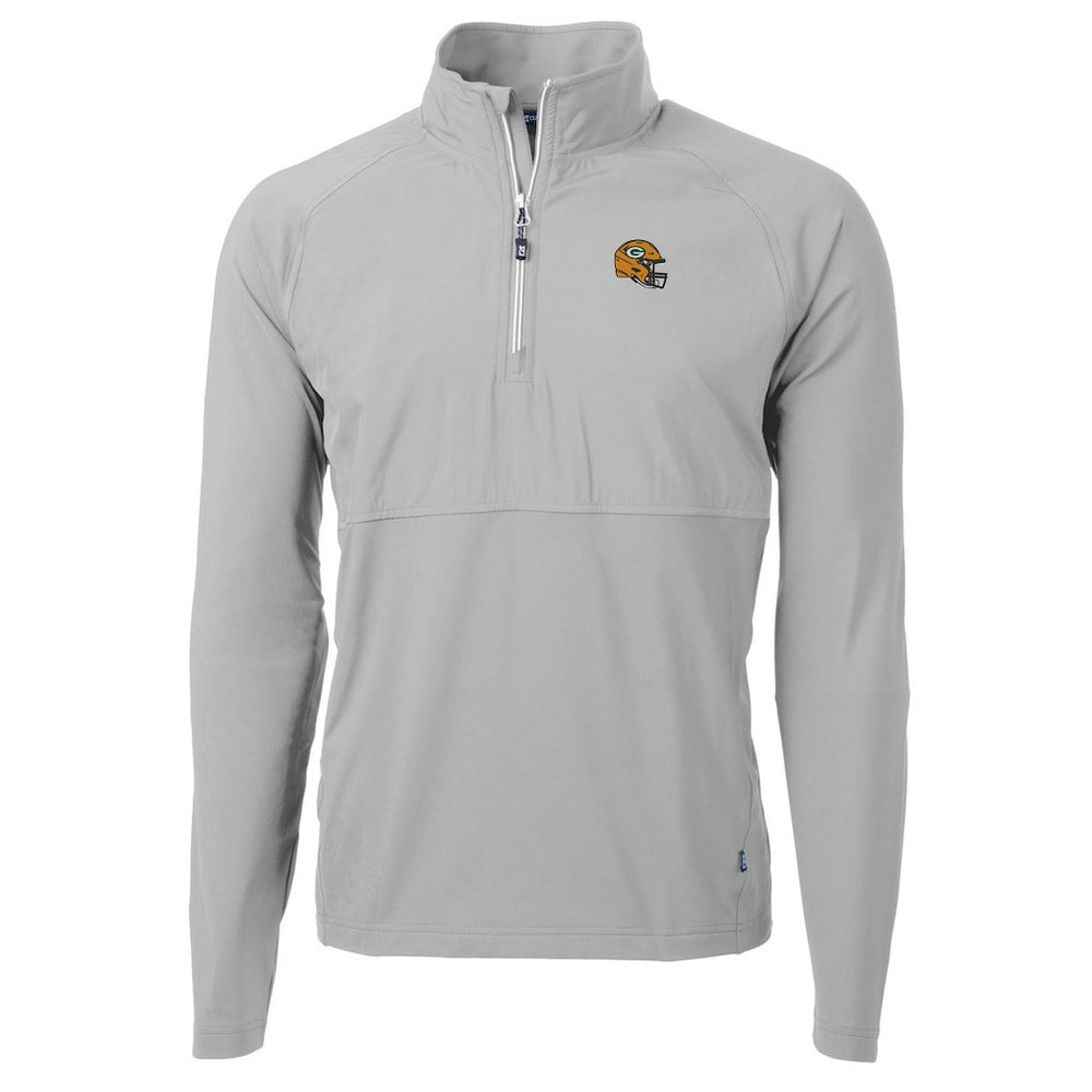 Green Bay Packers Cutter & Buck Helmet Adapt Eco Knit Hybrid Recycled Quarter-Zip Pullover Top Silver | NFL