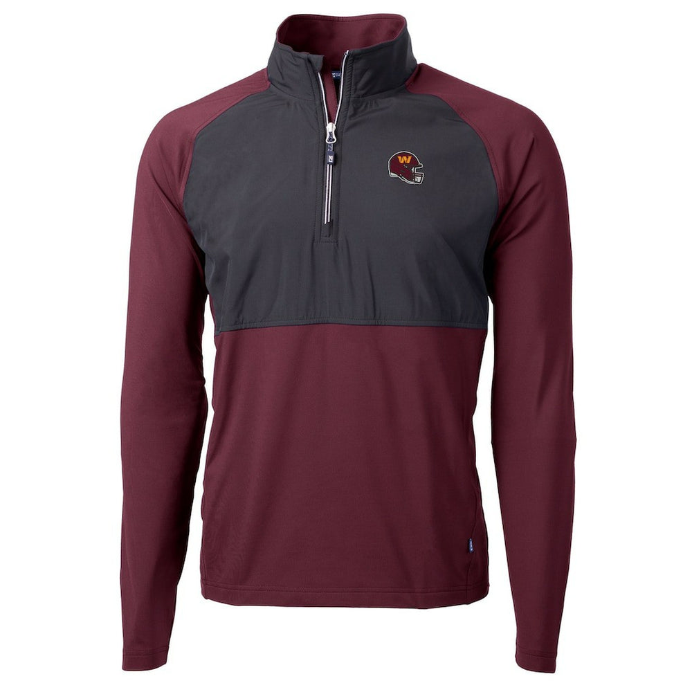 Washington Commanders Cutter & Buck Helmet Adapt Eco Knit Hybrid Recycled Quarter-Zip Pullover Top Burgundy | NFL