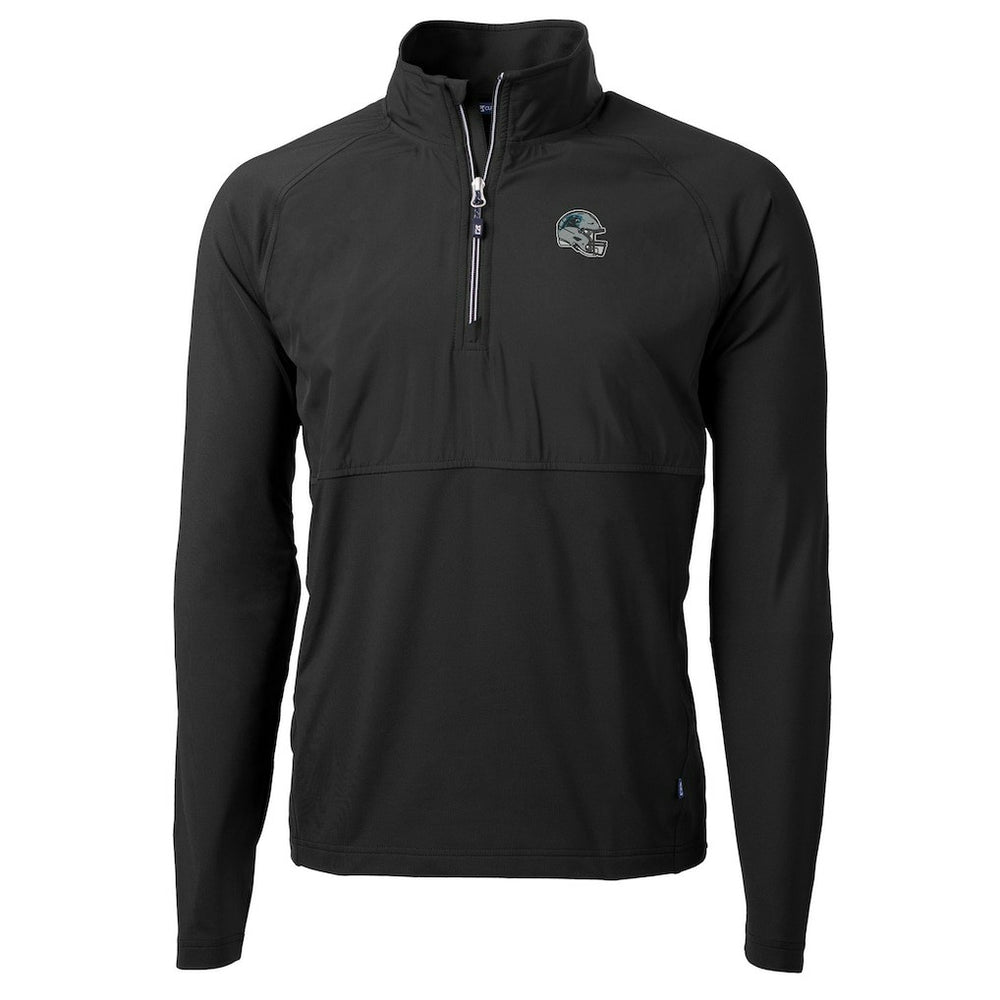 Carolina Panthers Cutter & Buck Helmet Adapt Eco Knit Hybrid Recycled Quarter-Zip Pullover Top Black | NFL