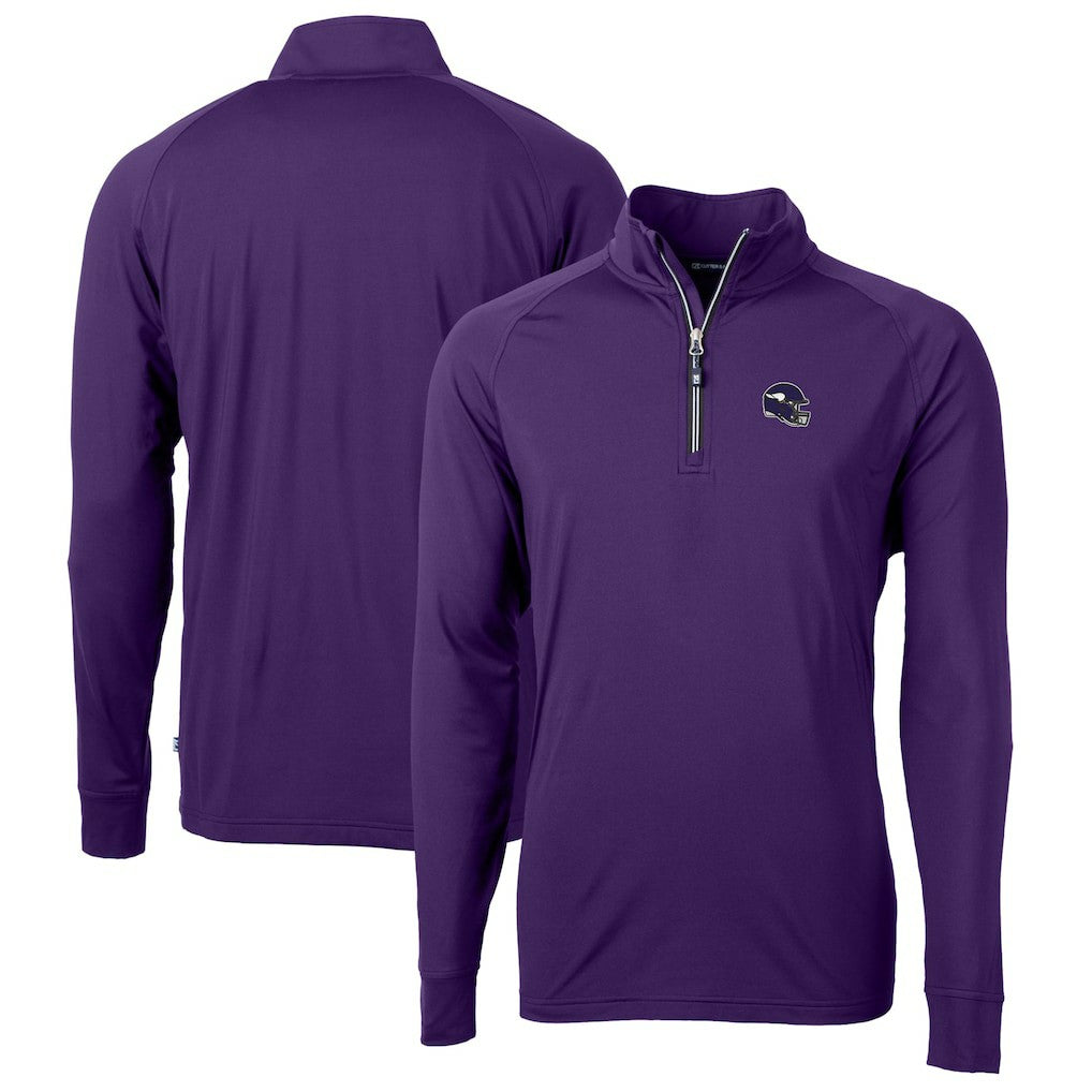 Minnesota Vikings Cutter & Buck Helmet Adapt Eco Knit Stretch Recycled Quarter-Zip Pullover Top Purple | NFL