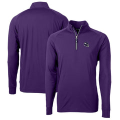 Minnesota Vikings Cutter & Buck Helmet Adapt Eco Knit Stretch Recycled Quarter-Zip Pullover Top Purple | NFL