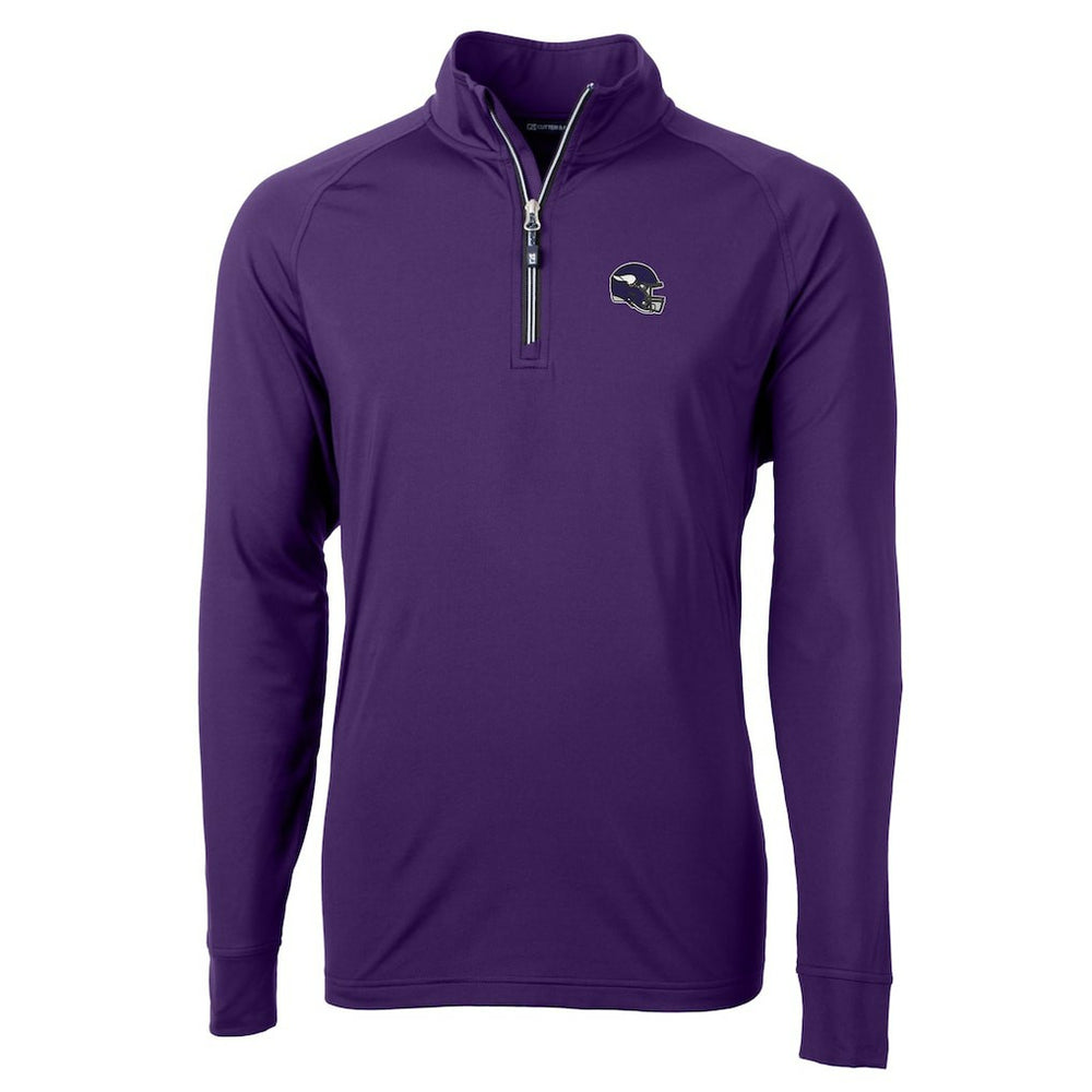 Minnesota Vikings Cutter & Buck Helmet Adapt Eco Knit Stretch Recycled Quarter-Zip Pullover Top Purple | NFL