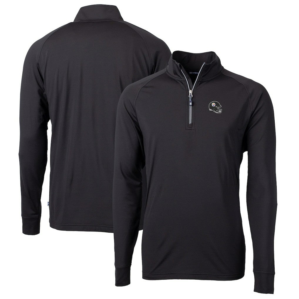 Pittsburgh Steelers Cutter & Buck Helmet Adapt Eco Knit Stretch Recycled Quarter-Zip Pullover Top Black | NFL