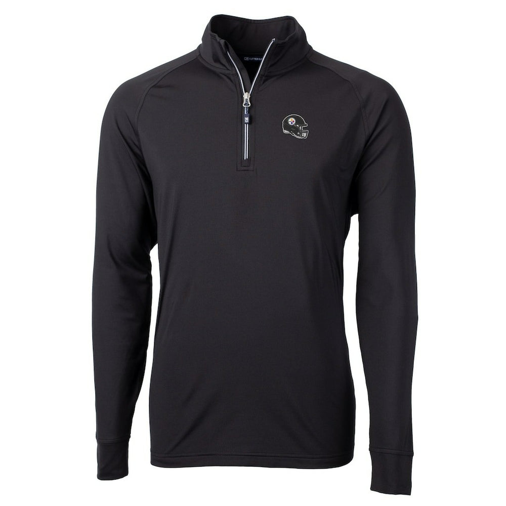 Pittsburgh Steelers Cutter & Buck Helmet Adapt Eco Knit Stretch Recycled Quarter-Zip Pullover Top Black | NFL