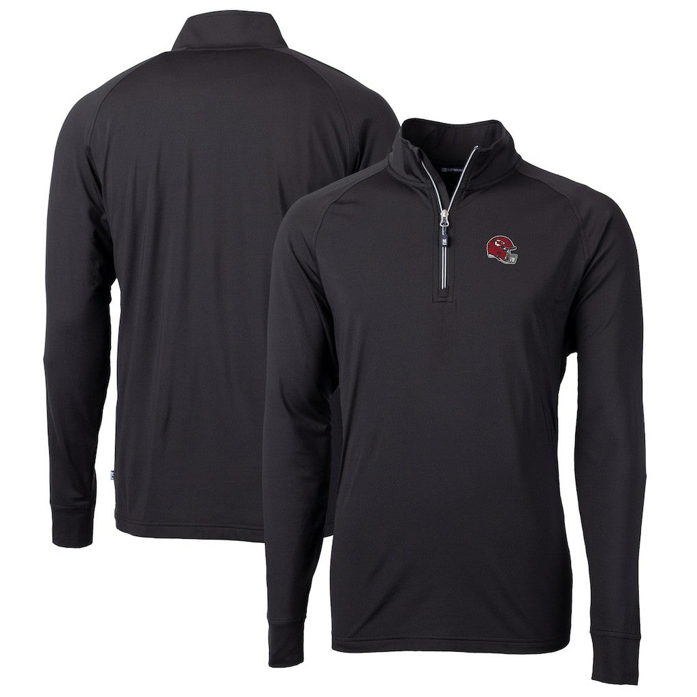 Kansas City Chiefs Cutter & Buck Helmet Adapt Eco Knit Stretch Recycled Quarter-Zip Pullover Top Black | NFL
