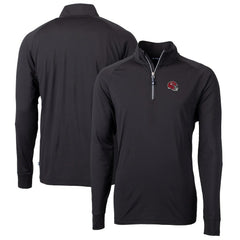 Kansas City Chiefs Cutter & Buck Helmet Adapt Eco Knit Stretch Recycled Quarter-Zip Pullover Top Black | NFL