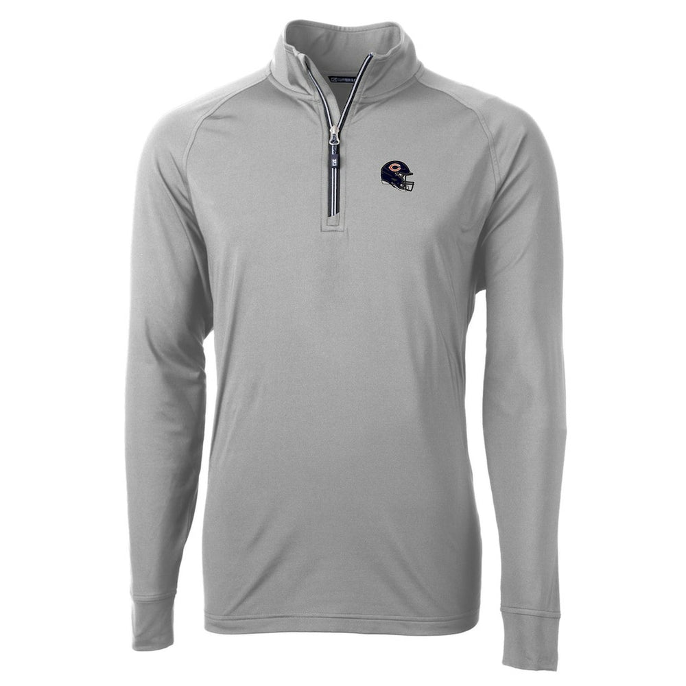 Chicago Bears Cutter & Buck Helmet Adapt Eco Knit Stretch Recycled Quarter-Zip Pullover Top Silver | NFL