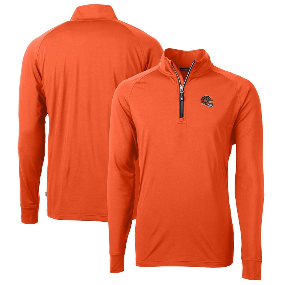 Cincinnati Bengals Cutter & Buck Helmet Adapt Eco Knit Stretch Recycled Quarter-Zip Pullover Top Orange | NFL
