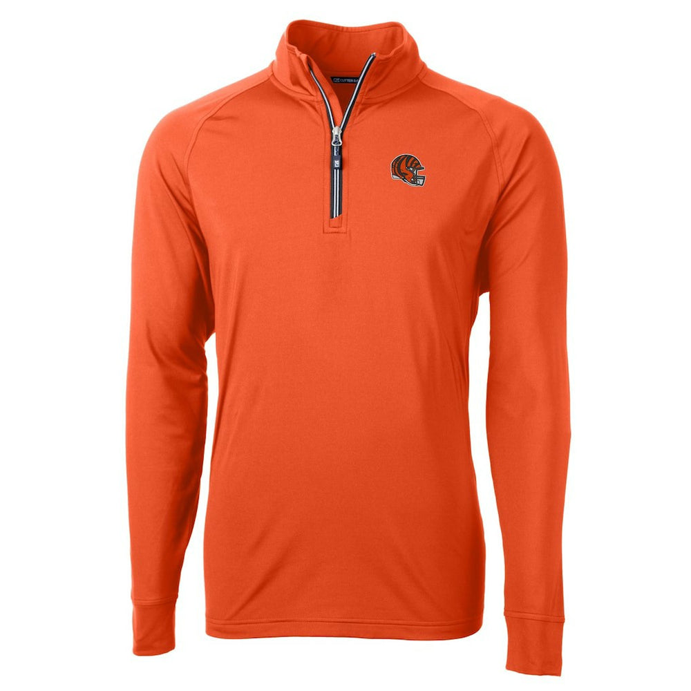 Cincinnati Bengals Cutter & Buck Helmet Adapt Eco Knit Stretch Recycled Quarter-Zip Pullover Top Orange | NFL