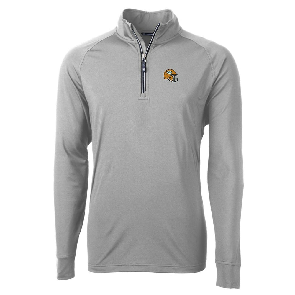 Green Bay Packers Cutter & Buck Helmet Adapt Eco Knit Stretch Recycled Quarter-Zip Pullover Top Silver | NFL