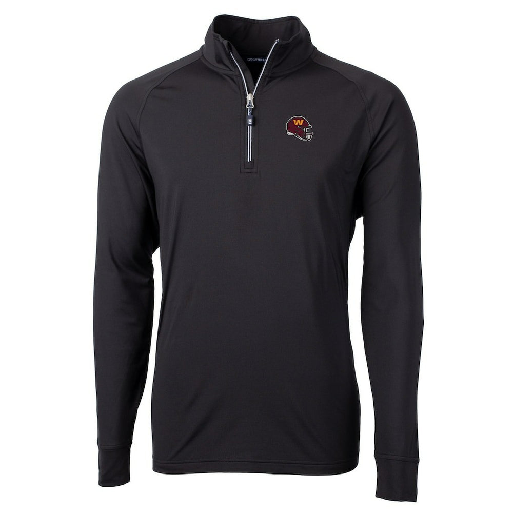 Washington Commanders Cutter & Buck Helmet Adapt Eco Knit Stretch Recycled Quarter-Zip Pullover Top Black | NFL