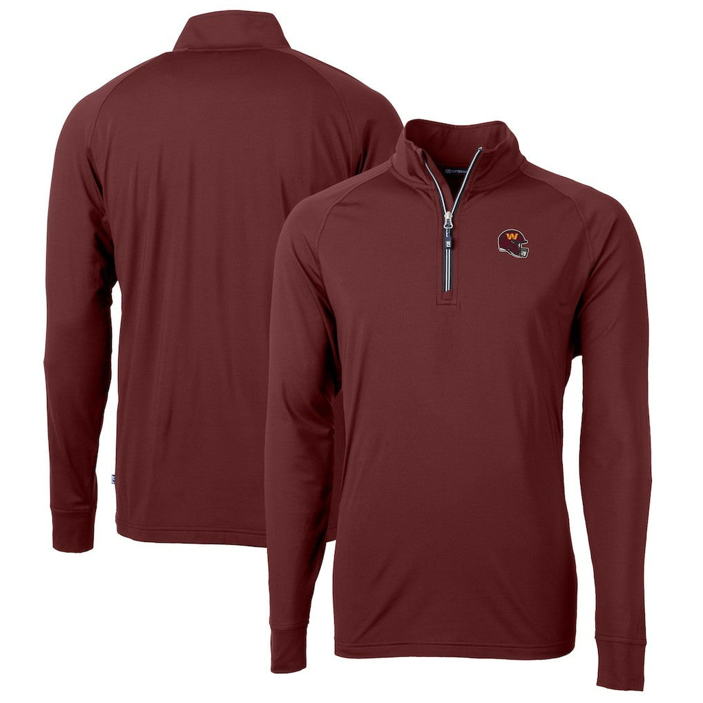 Washington Commanders Cutter & Buck Helmet Adapt Eco Knit Stretch Recycled Quarter-Zip Pullover Top Burgundy | NFL