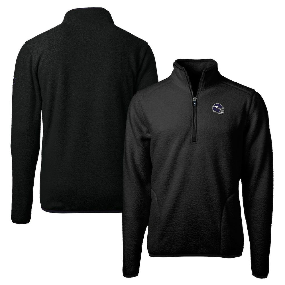 Minnesota Vikings Cutter & Buck Helmet Cascade Eco Sherpa Fleece Quarter-Zip Pullover Jacket Black | NFL