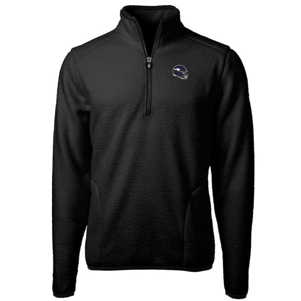 Minnesota Vikings Cutter & Buck Helmet Cascade Eco Sherpa Fleece Quarter-Zip Pullover Jacket Black | NFL