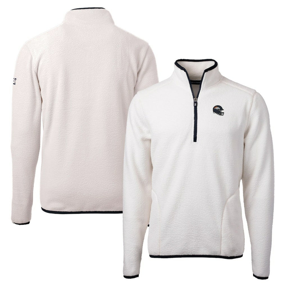 Denver Broncos Cutter & Buck Helmet Cascade Eco Sherpa Fleece Quarter-Zip Pullover Jacket White | NFL