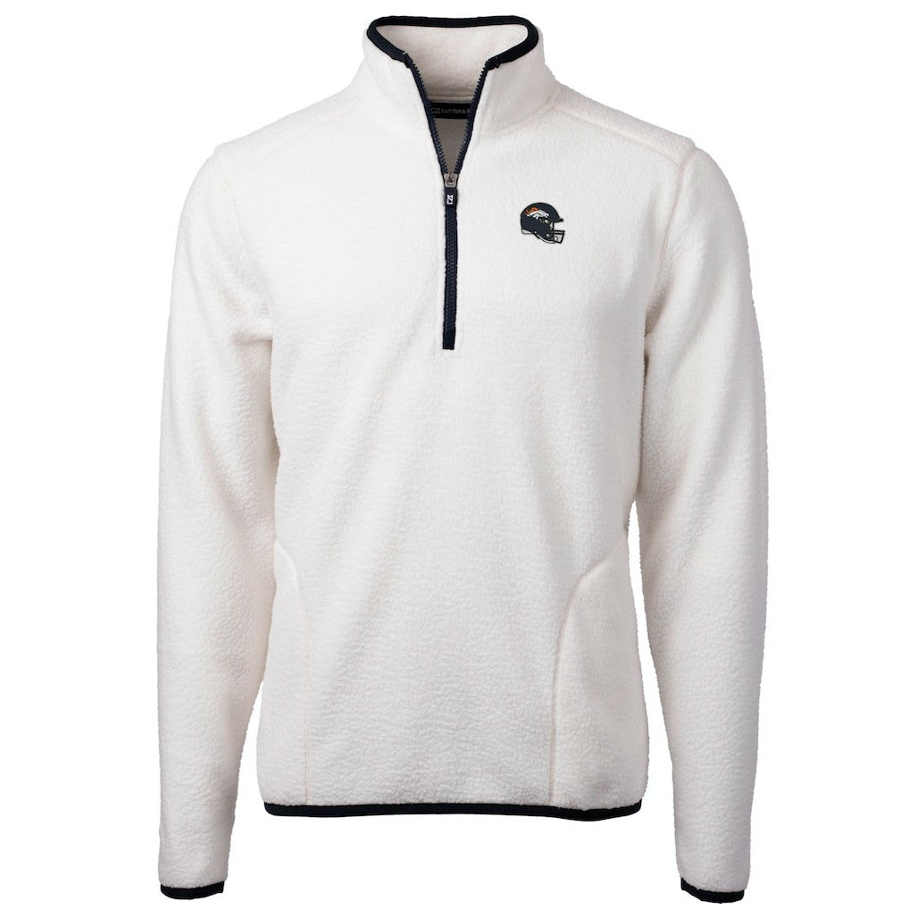 Denver Broncos Cutter & Buck Helmet Cascade Eco Sherpa Fleece Quarter-Zip Pullover Jacket White | NFL