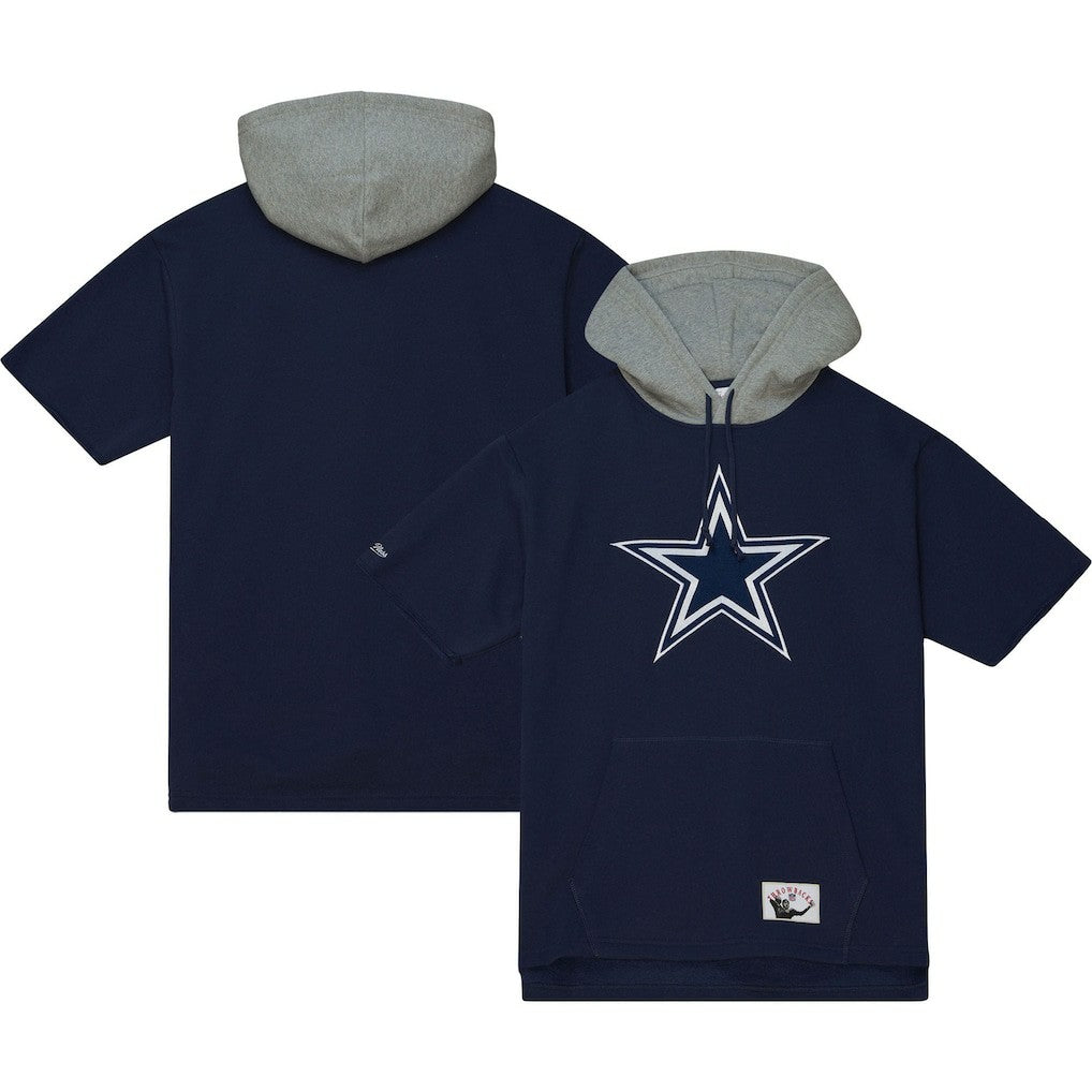 Dallas Cowboys Postgame Short Sleeve Hoodie Navy | Mitchell & Ness
