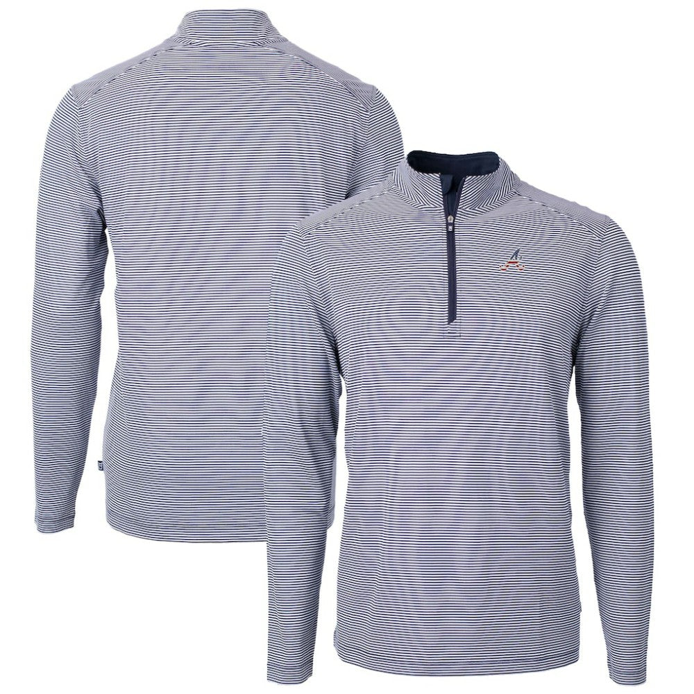 Atlanta Braves Cutter & Buck Americana Logo Big & Tall Virtue Eco Pique Recycled Quarter-Zip Pullover Top - MLB