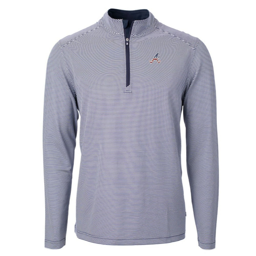 Atlanta Braves Cutter & Buck Americana Logo Big & Tall Virtue Eco Pique Recycled Quarter-Zip Pullover Top - MLB