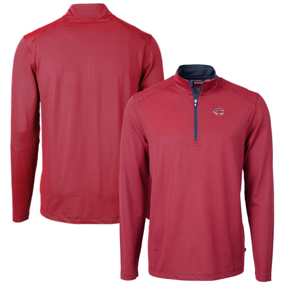 Cincinnati Reds Cutter & Buck Americana Logo Big & Tall Virtue Eco Pique Recycled Quarter-Zip Pullover Top - MLB