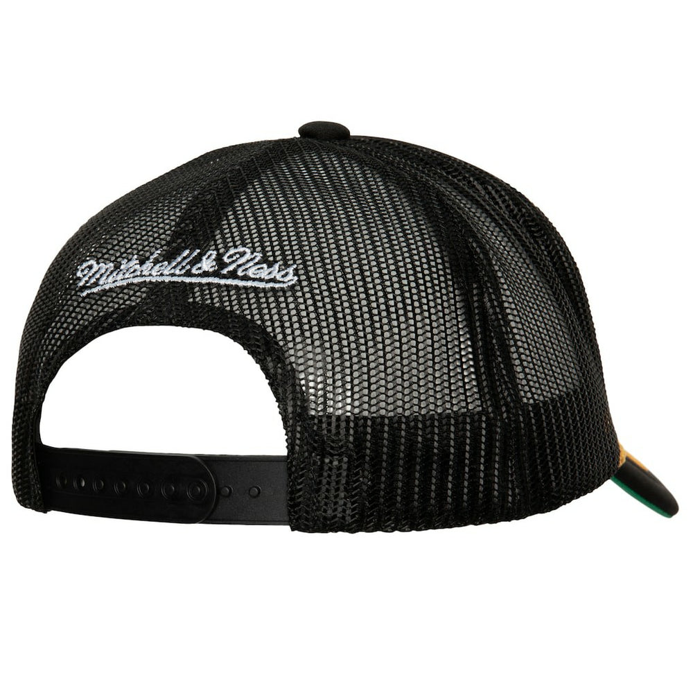 Brooklyn Nets Hardwood Classics Gold Leaf Mesh Trucker Snapback Hat Black - NBA