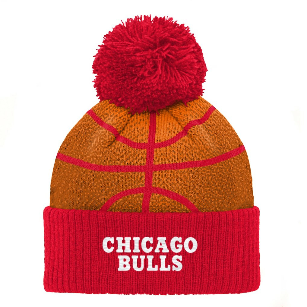 Chicago Bulls Preschool Basketball Head Cuffed Knit Hat with Pom Red - NBA