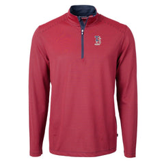 Boston Red Sox Cutter & Buck Americana Logo Virtue Eco Pique Stripe Recycled Quarter-Zip Pullover Top - MLB