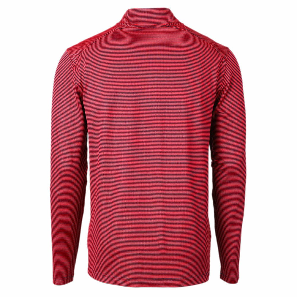 Cincinnati Reds Cutter & Buck Americana Logo Virtue Eco Pique Stripe Recycled Quarter-Zip Pullover Top - MLB