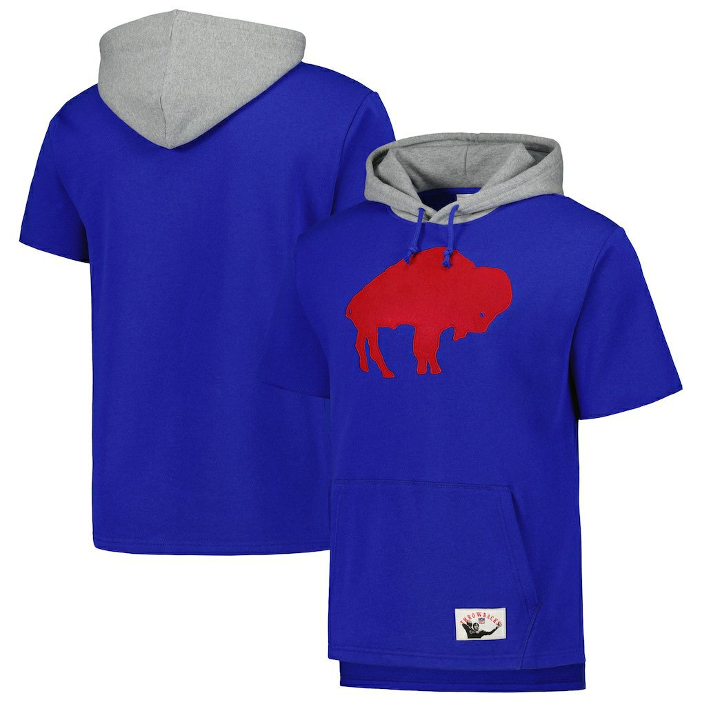 Buffalo Bills Postgame Short Sleeve Hoodie Royal | Mitchell & Ness