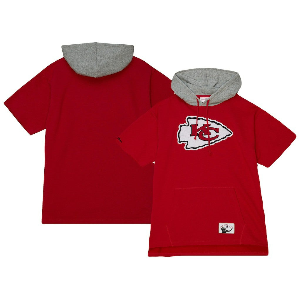 Kansas City Chiefs Postgame Short Sleeve Hoodie Red | Mitchell & Ness
