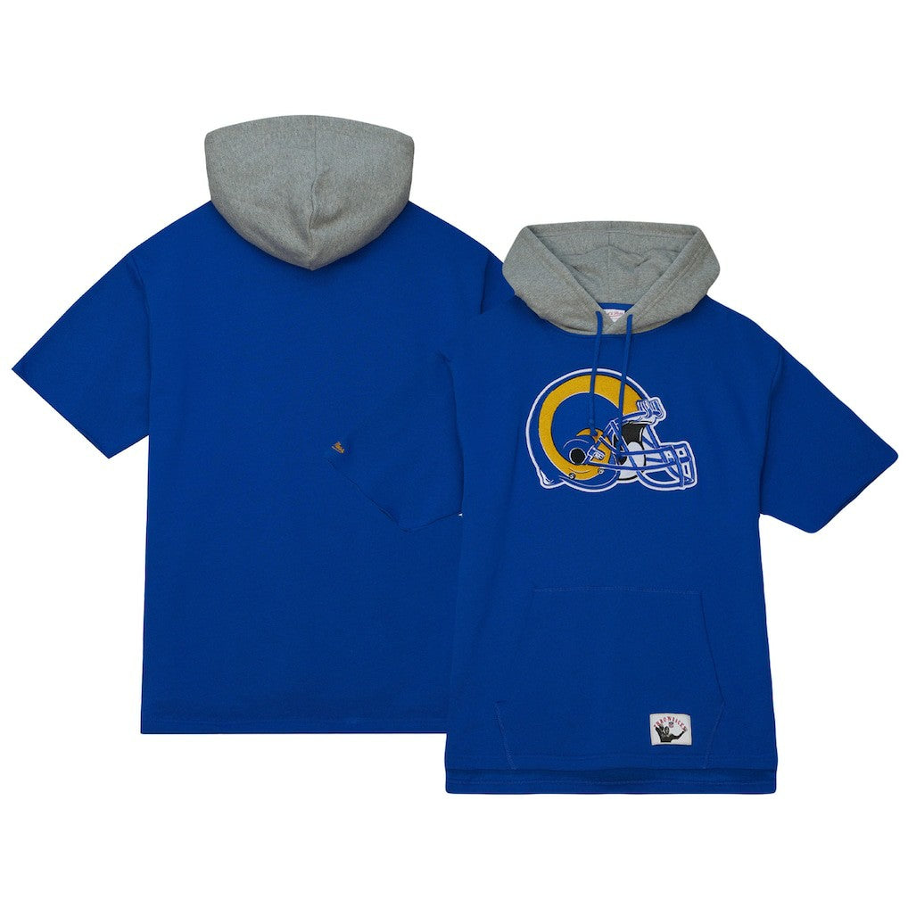 Los Angeles Rams Postgame Short Sleeve Hoodie Royal | Mitchell & Ness