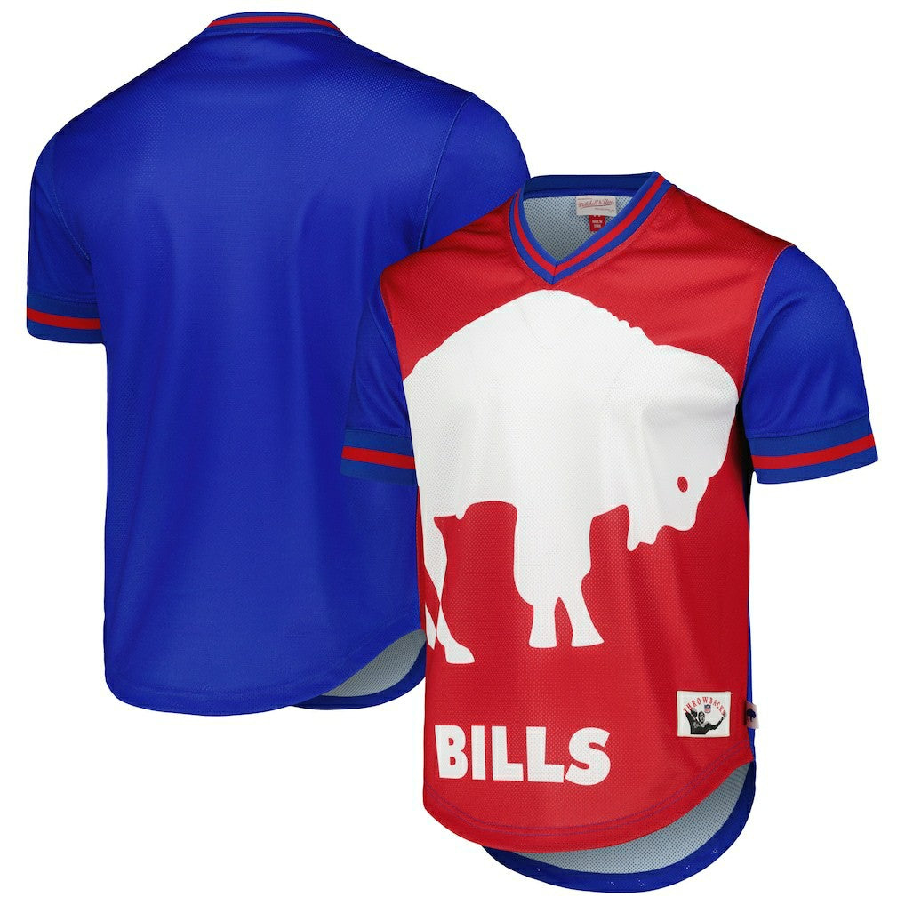 Buffalo Bills Jumbotron 3.0 Mesh V-Neck T-Shirt Royal | Mitchell & Ness