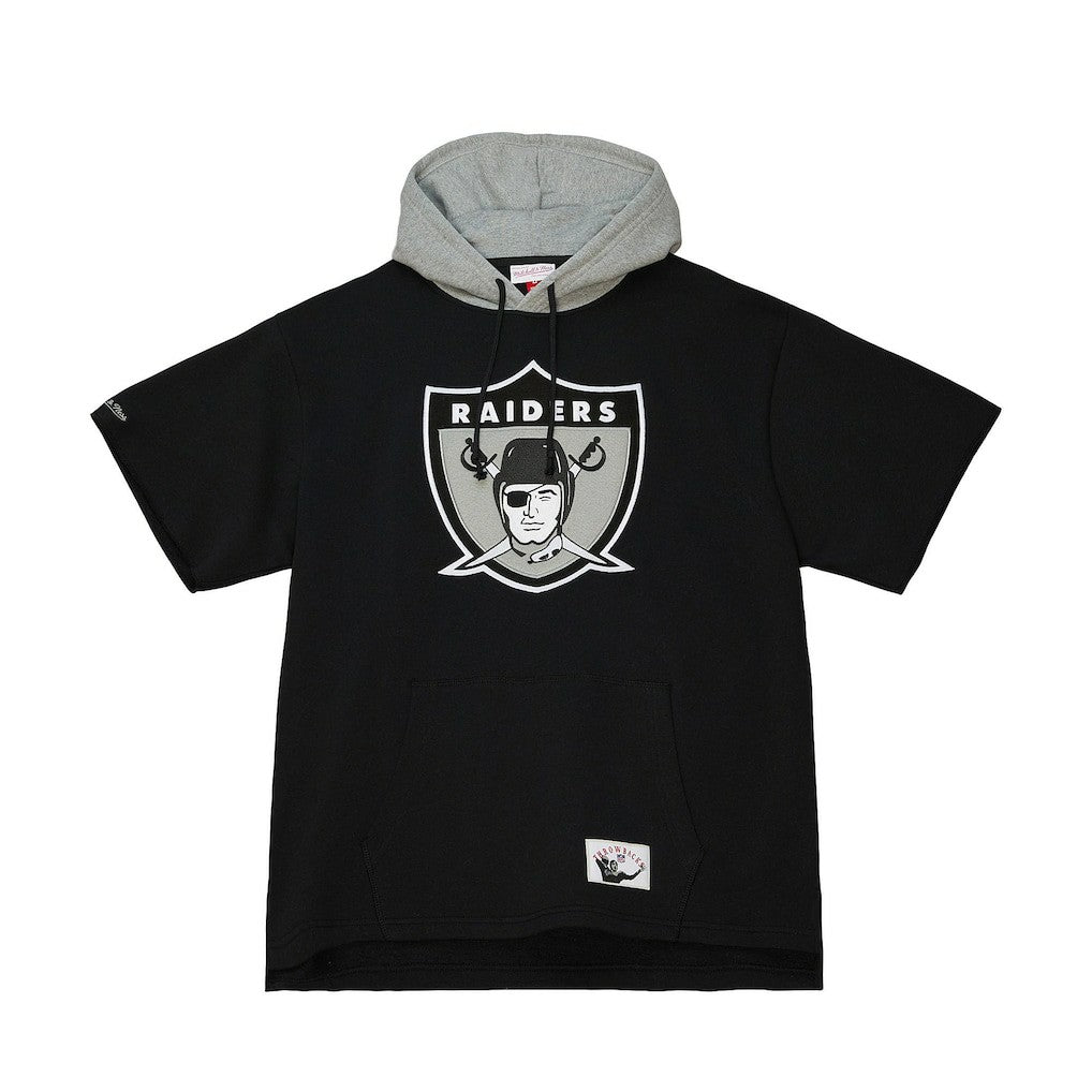 Las Vegas Raiders Postgame Short Sleeve Hoodie Black | Mitchell & Ness