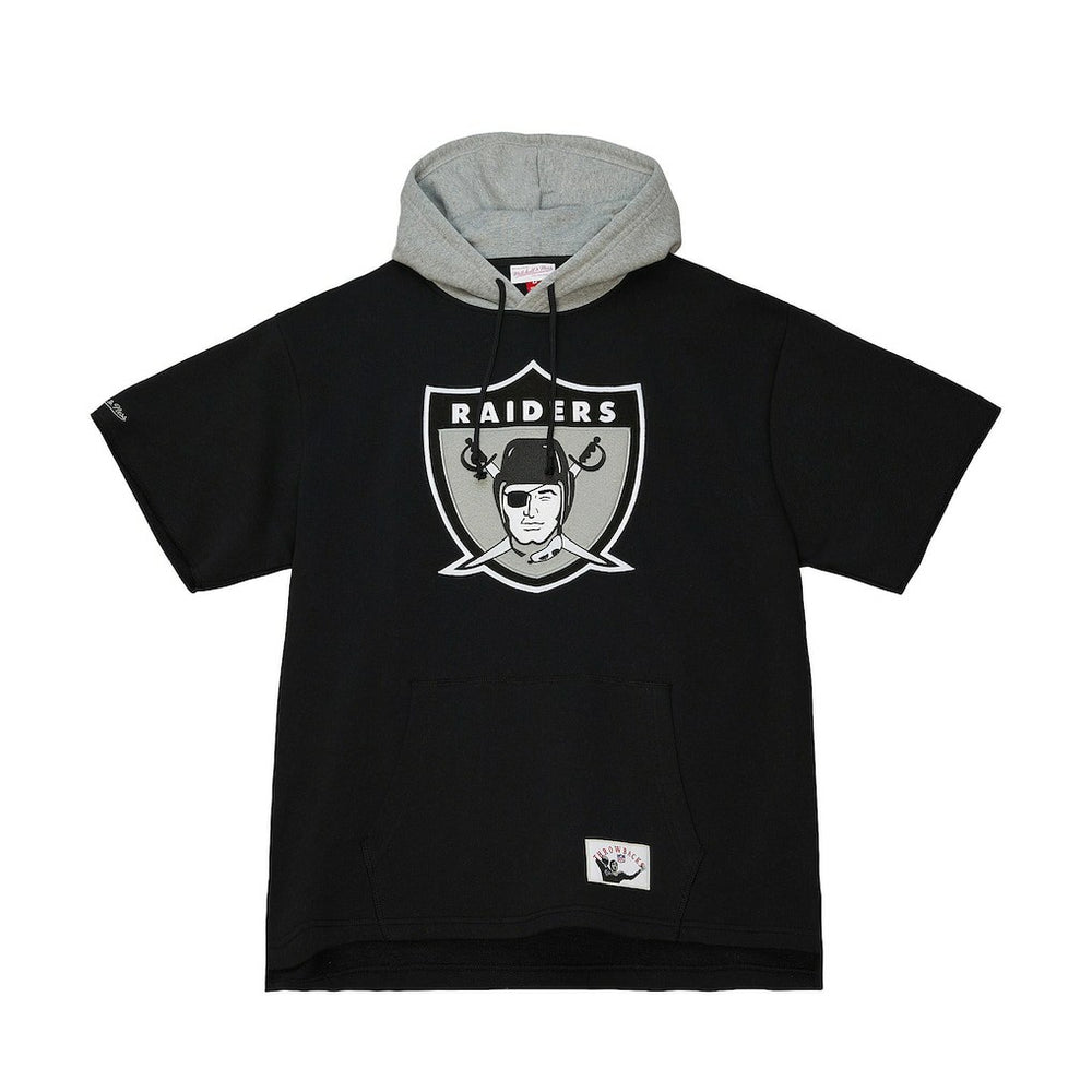 Las Vegas Raiders Postgame Short Sleeve Hoodie Black | Mitchell & Ness