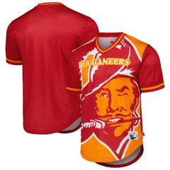 Tampa Bay Buccaneers Jumbotron 3.0 Mesh V-Neck T-Shirt Red | Mitchell & Ness