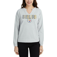 Pittsburgh Steelers Concepts Sport Women's Sunray Notch Neck Long Sleeve Top Gray | NFL