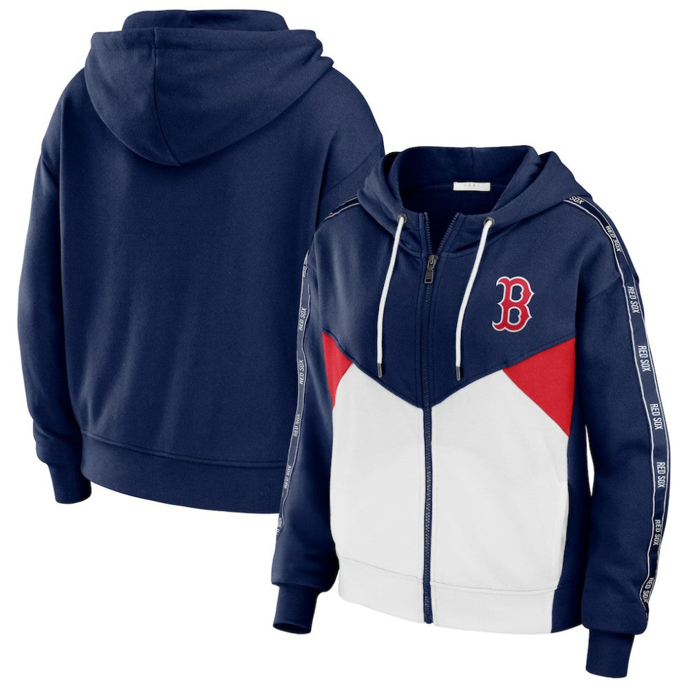 Boston Red Sox WEAR by Erin Andrews Women's  Color Block Full-Zip Hoodie - MLB