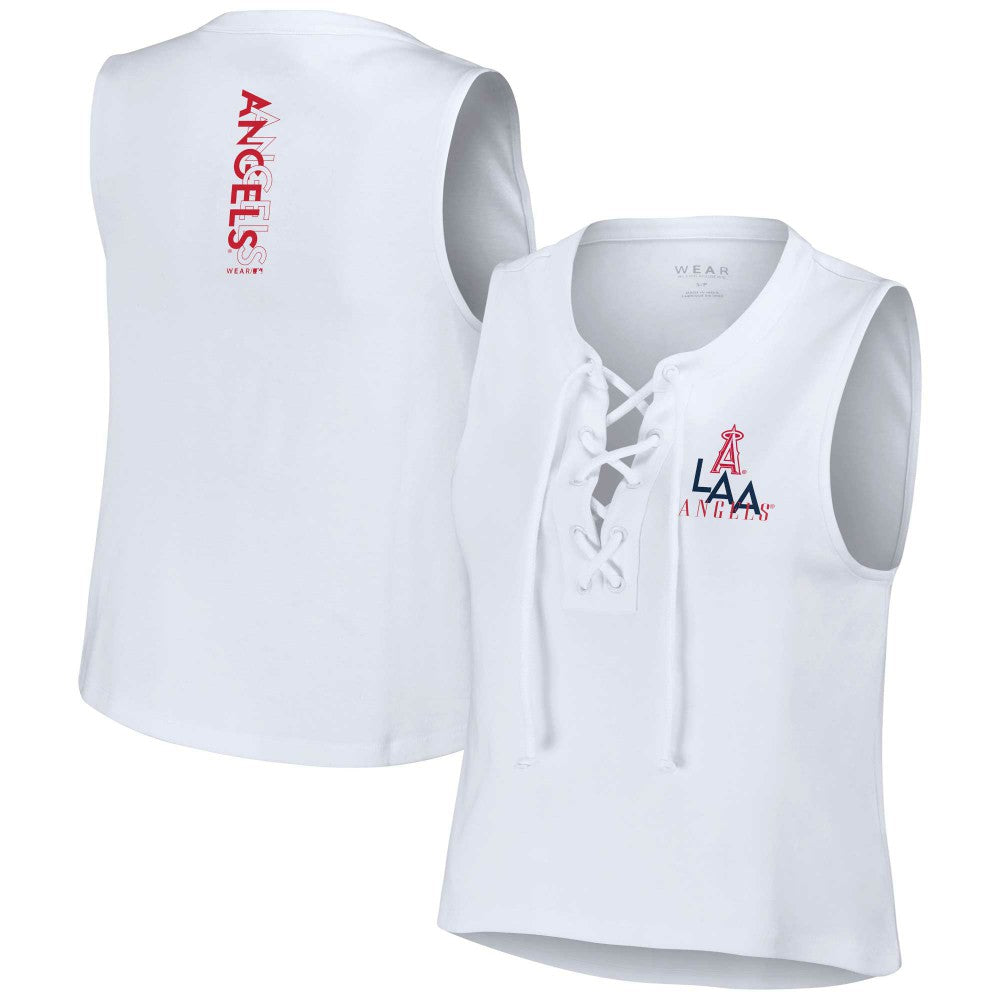 Los Angeles Angels WEAR by Erin Andrews Women's Lace-Up Tank Top - MLB