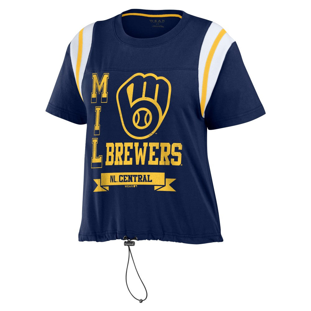 Milwaukee Brewers WEAR by Erin Andrews Women's Cinched Colorblock T-Shirt - MLB