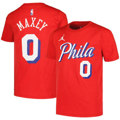 Tyrese Maxey Philadelphia 76ers Jordan Brand Youth Name & Number Statement T-Shirt Red - NBA
