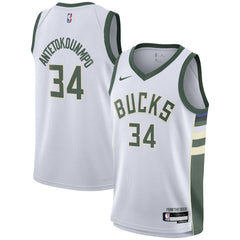 Giannis Antetokounmpo Milwaukee Bucks Youth Swingman Jersey Association Edition White - NBA