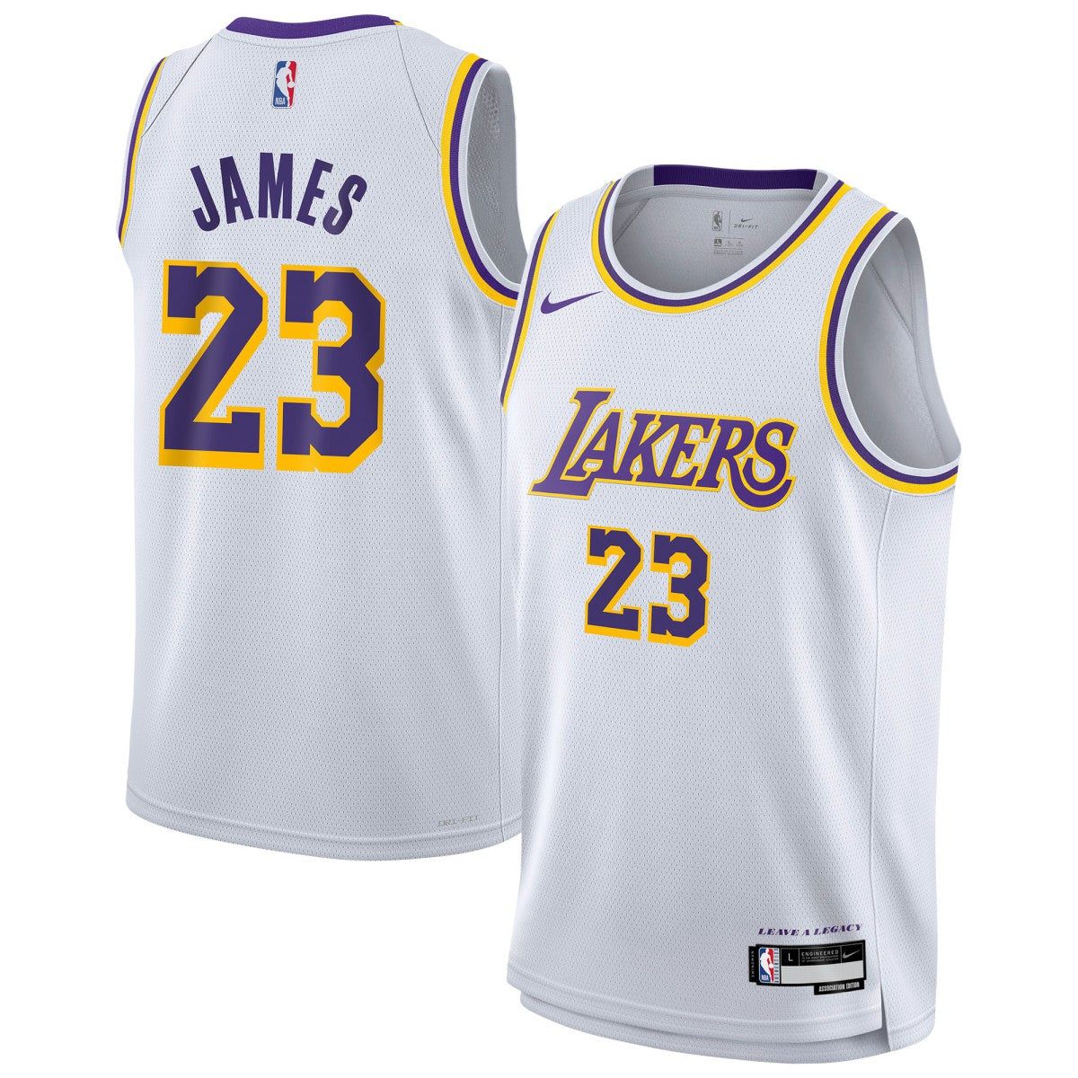 LeBron James Los Angeles Lakers Youth Swingman Jersey Association Edition White - NBA