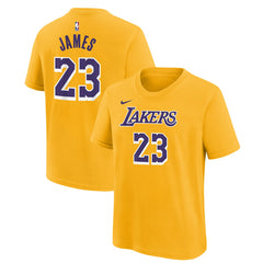LeBron James Los Angeles Lakers Youth Icon Name & Number T-Shirt Gold - NBA