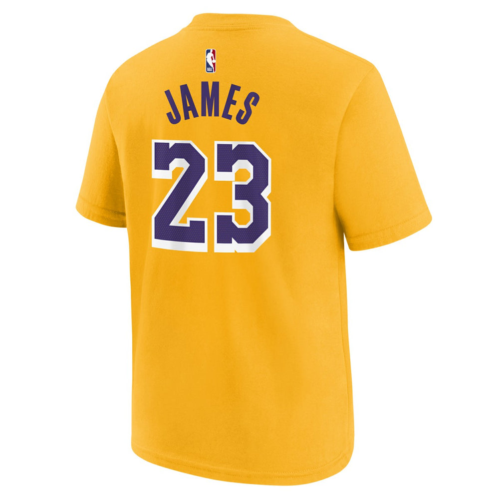 LeBron James Los Angeles Lakers Youth Icon Name & Number T-Shirt Gold - NBA