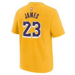 LeBron James Los Angeles Lakers Youth Icon Name & Number T-Shirt Gold - NBA