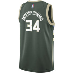 Giannis Antetokounmpo Milwaukee Bucks Youth Swingman Jersey Icon Edition Hunter Green - NBA