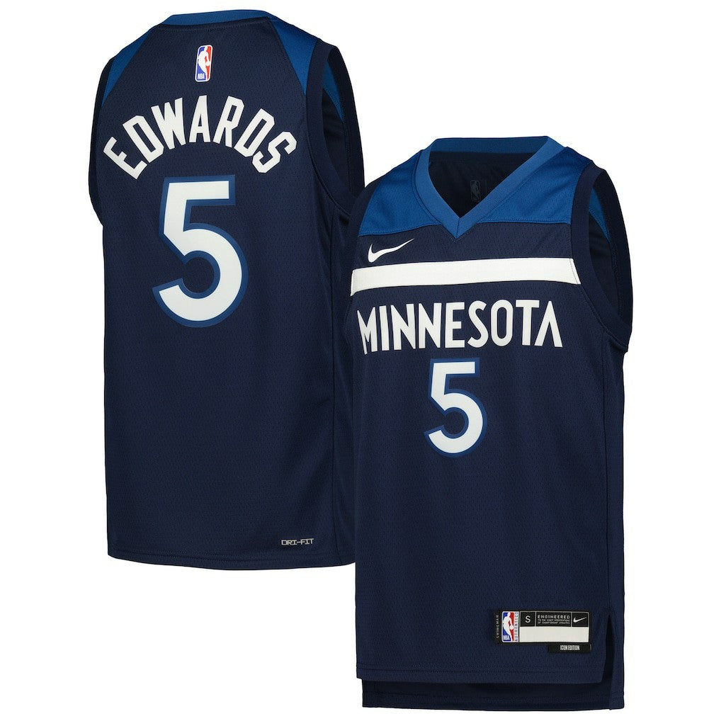 Anthony Edwards Minnesota Timberwolves Youth Swingman Jersey Icon Edition Navy - NBA