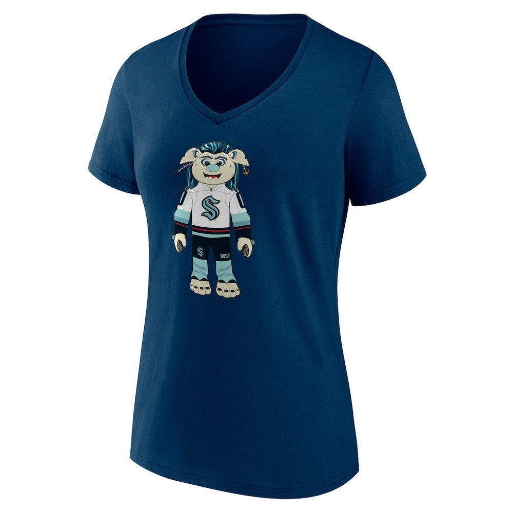 Seattle Kraken Women's Mascot Buoy V-Neck T-Shirt - Deep Sea Blue - NHL