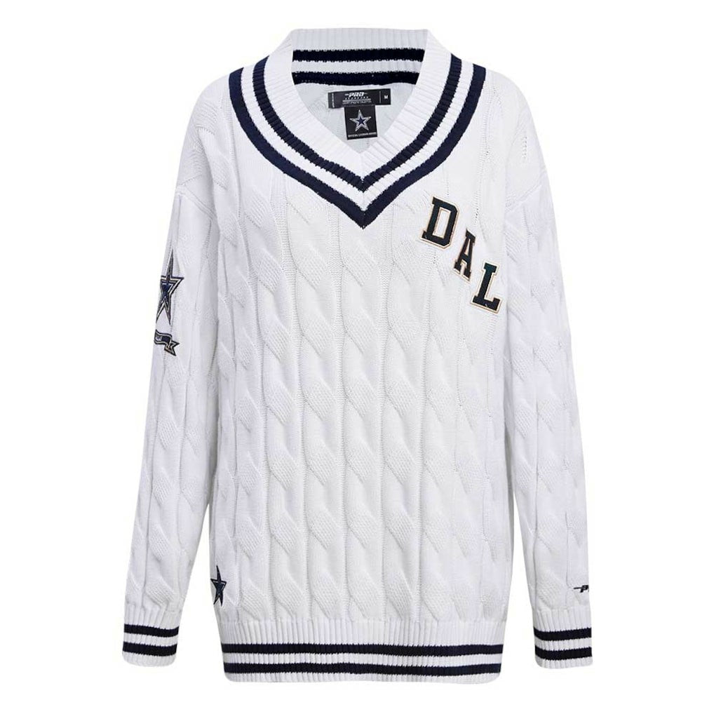 Dallas Cowboys Pro Standard Women's Prep V-Neck Pullover Sweater White | NFL