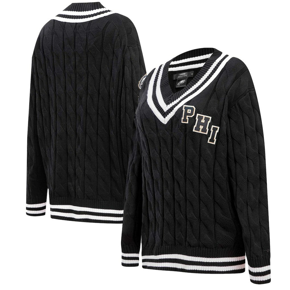 Philadelphia Eagles Pro Standard Women's Prep V-Neck Pullover Sweater Black | NFL